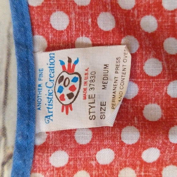 VTG Artistic Creation Red + Blue Apron w/Mushrooms - Picture 5 of 8